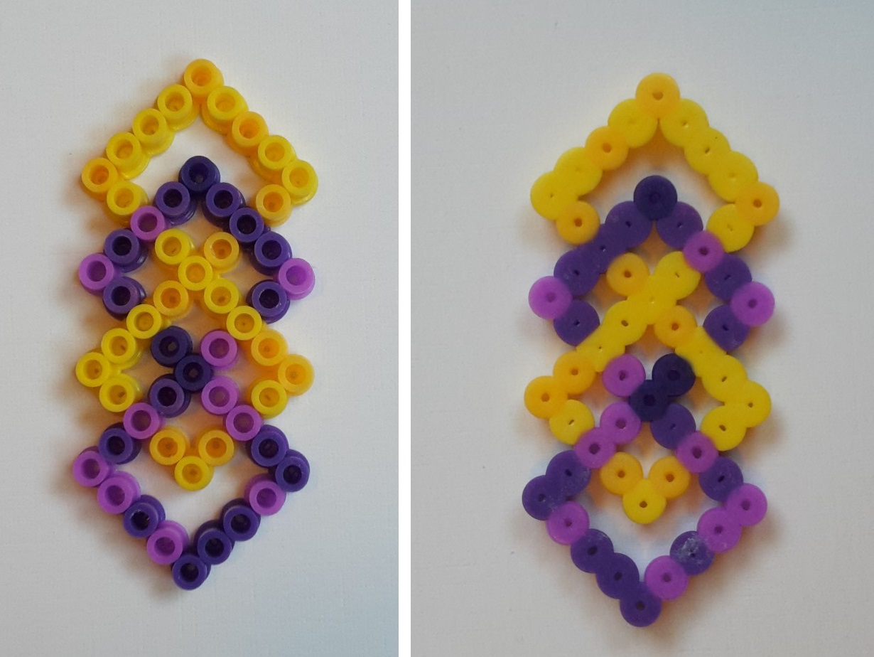 hama beads yellow purple weave