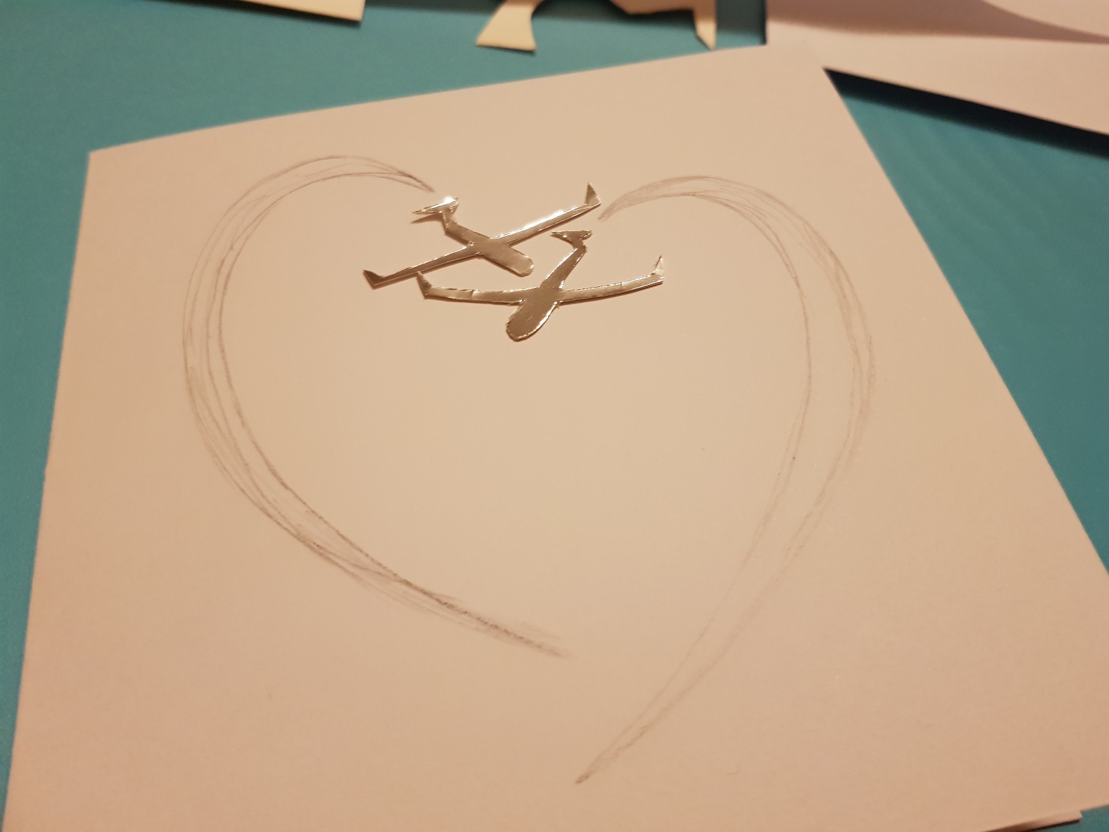glider heart wedding card sketch