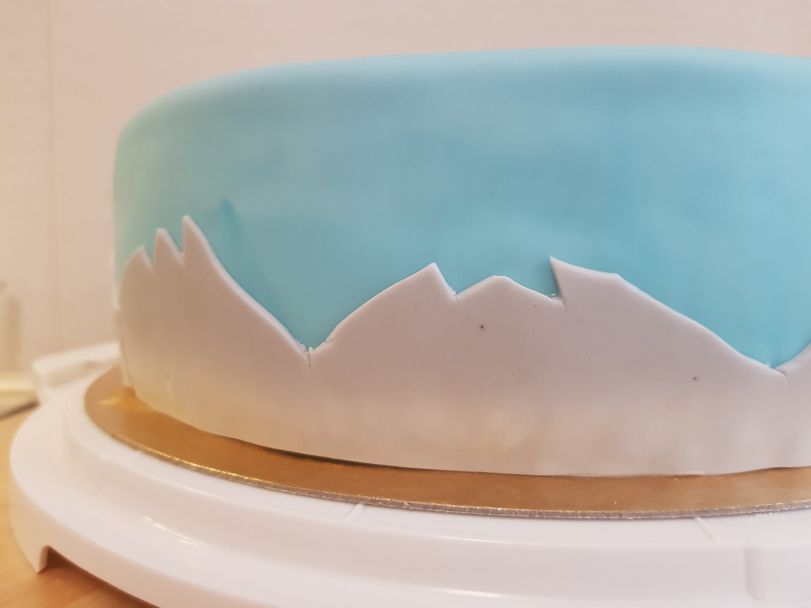 mountain birthday cake first layer
