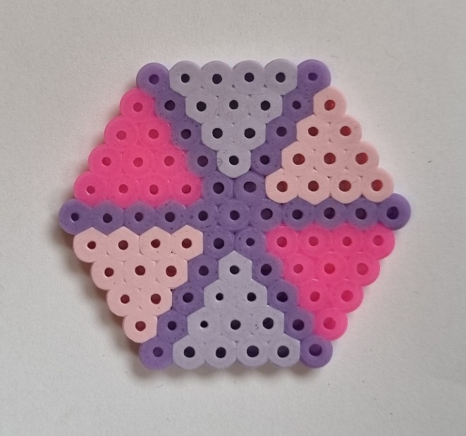 pink violet hexagon hama beads pyssla